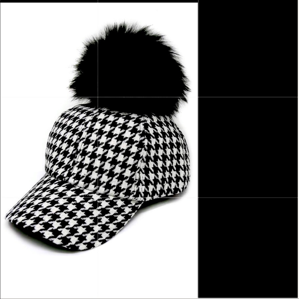 Plaid Checkered Baseball Cap with Pom Pom! Absolutely Stylish and fun!